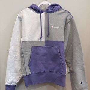 Champion Lavender, Light Gray & White Colorblock Pullover Hoodie